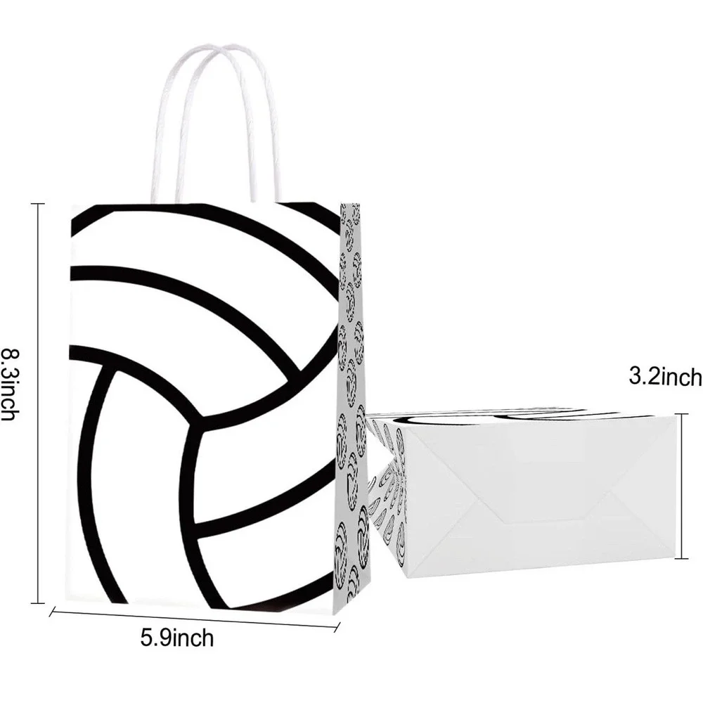 16 Volleyball-Themed‎ Party Favor Bags with Handles for Kids and Adults